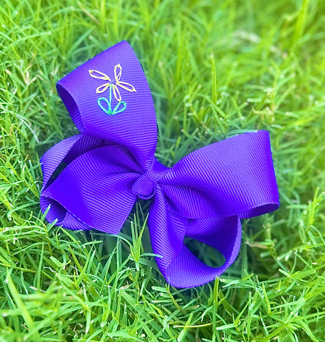 Game Day Bow - Purple, Green, & Yellow