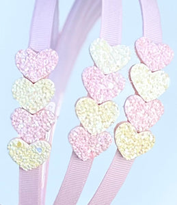 Sweet Hearts Headband - Pink & Yellow