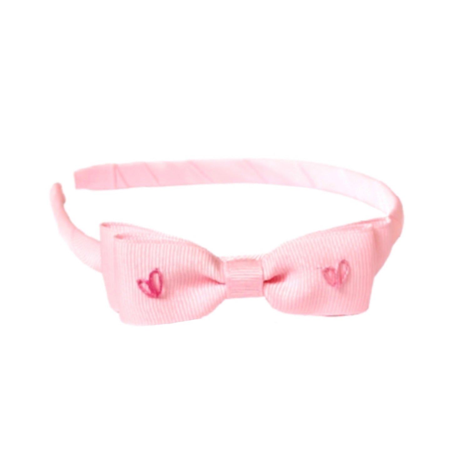 Light Pink Heart Embroidered Headband