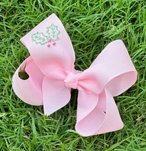 Embroidered Holly Bow - Pink