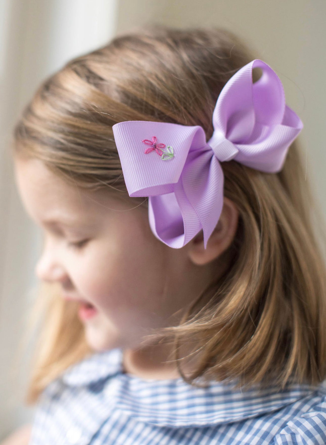 Hand-embroidered Flower Bows - 4”