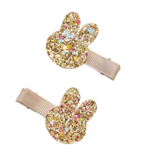 Gold Glitter Bunny Clip Set - Lolo Headbands