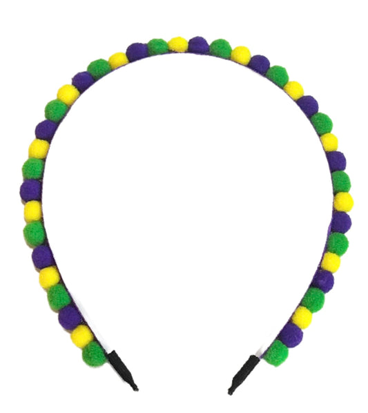 Mardi Gras Pom Pom Headband - Lolo Headbands